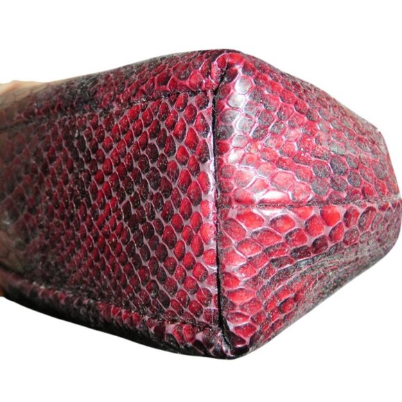 Brighton Limited Edition Red Python Embossed Leather heart kiss lock clutch - Picture 11 of 13